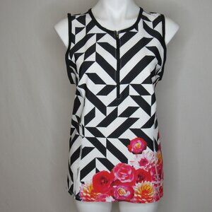 Shebeest Black White Floral Sleeveless Cycling Jersey Women's 1X Plus